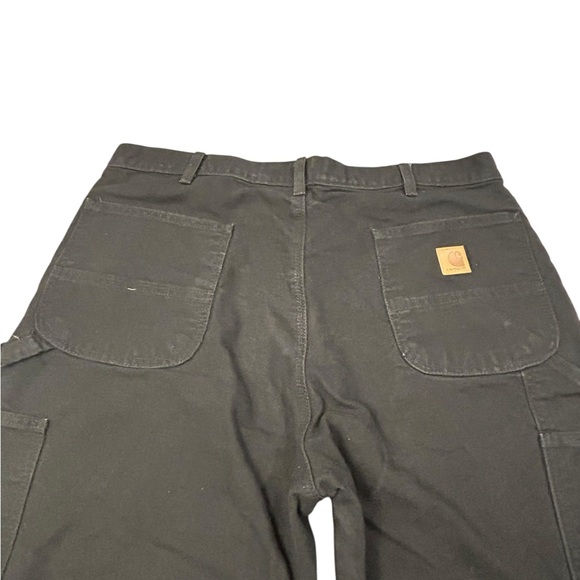 Carhartt Duck Flannel Lined Cargo Pants B-111 Black 38x30 Loose Fit - Picture 3 of 10